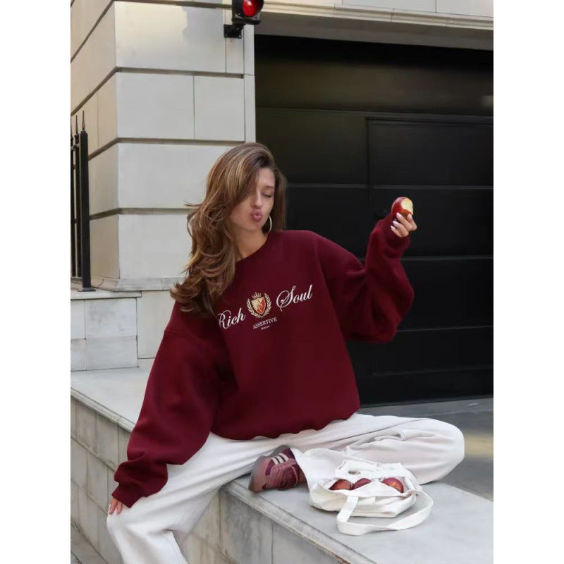 Fashion Printing Round-neck Pullover Women