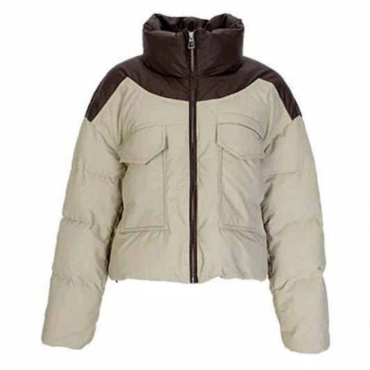 Cotton-padded Short Loose Leather Coat