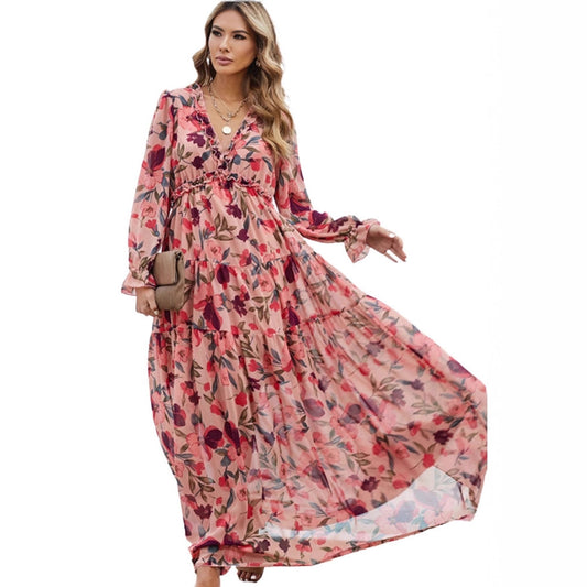 Women's Long Sleeve Printed Dress