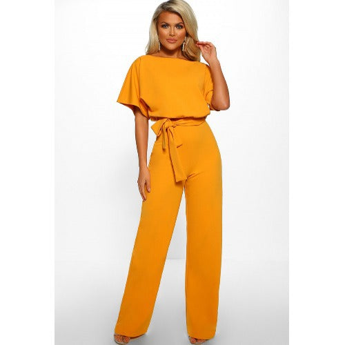 Sexy Women’s Short-Sleeve Straight-Leg Jumpsuit