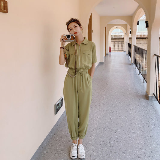 New Drape, Loose, High-waisted, Thin, Long-legged Casual Jumpsuit