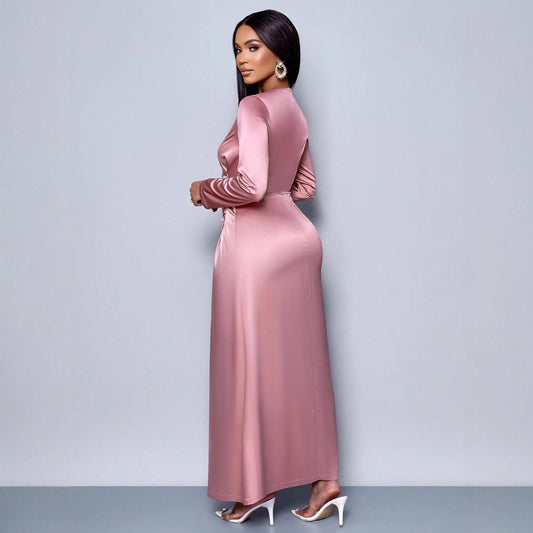 Womens Solid-Color Satin Fashionable And Elegant Dress