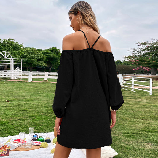 Loose Casual Off-shoulder Sleeveless Long Sleeve Dress