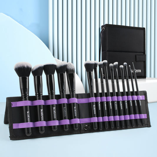 15 Makeup Brushes Set Black Cosmetic Brush Full Set