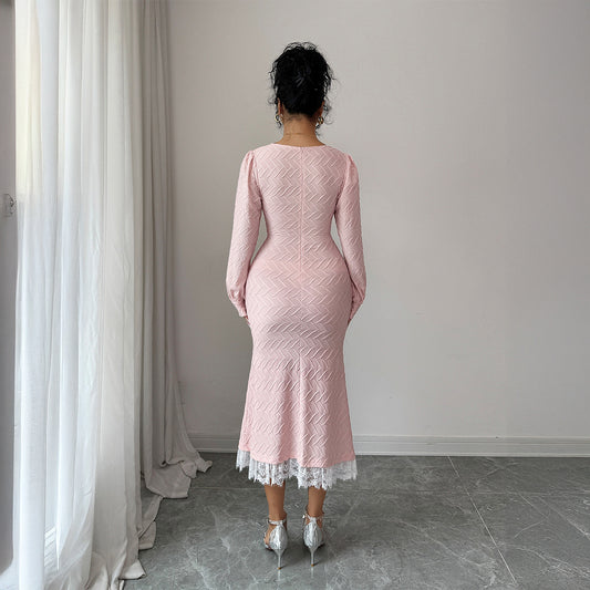 Elegant Button-down Long-sleeve Bodycon Dress For Women