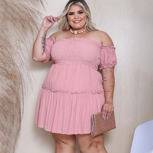 Women's Slimming Defined-Waist Asymmetrical Plus-Size Dress