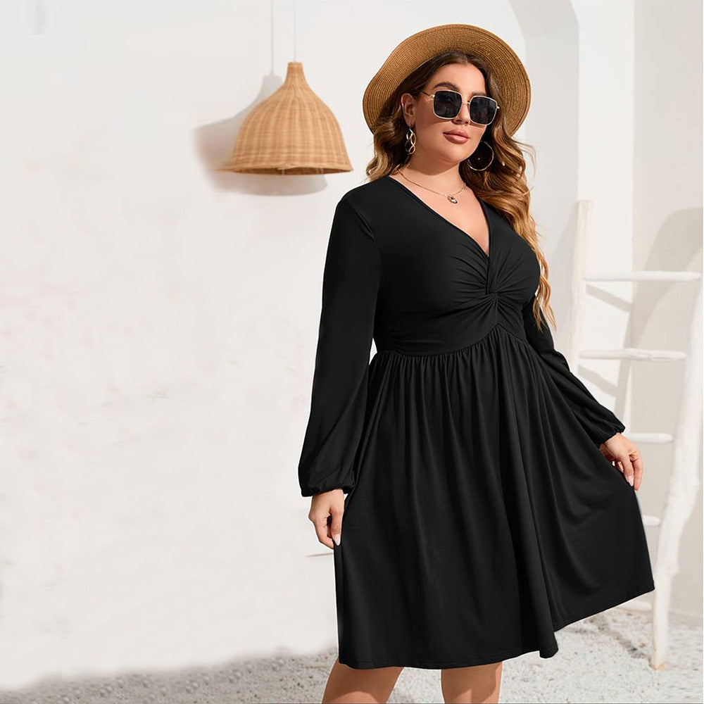 Plus Size Women's Elegant V-neck Dress