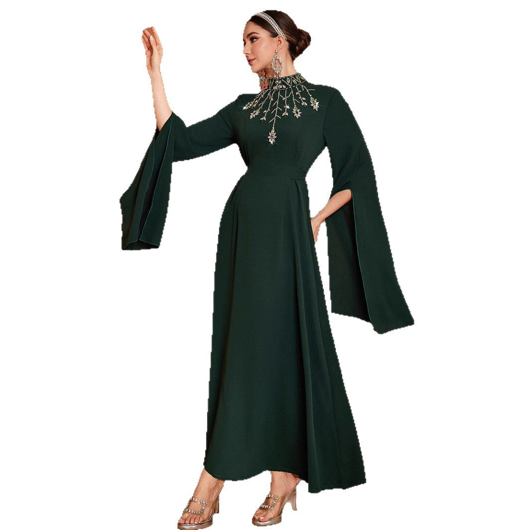 Long Sleeve Seam Diamond Fashion Socialite Maxi Elegant Evening Dress