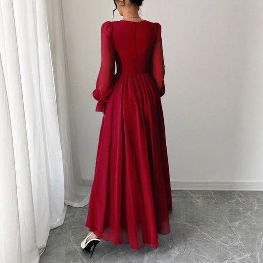 Fashionable Slim-fit Women's Solid Color Dress