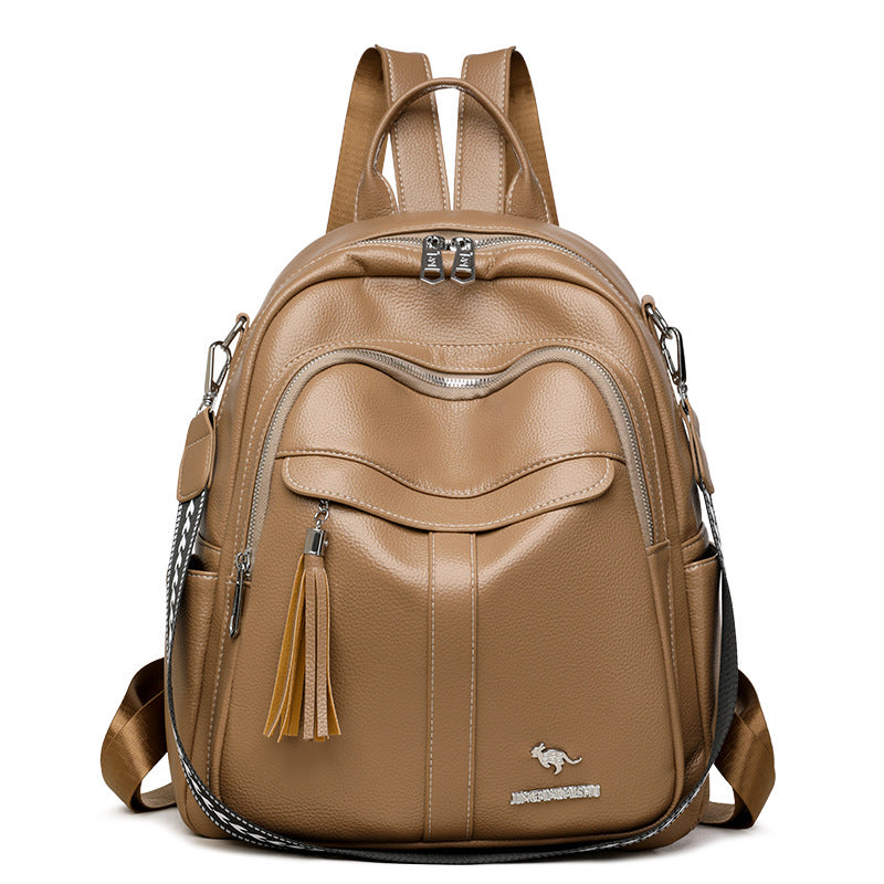 New Multi-functional Hand-held Genuine Leather Tassel Backpack