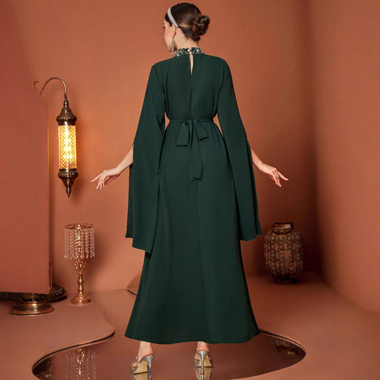 Long Sleeve Seam Diamond Fashion Socialite Maxi Elegant Evening Dress