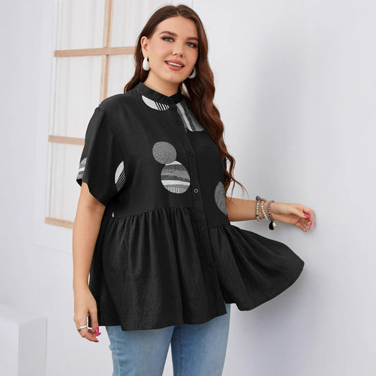 Women's Slim-fit Ruffled Short-sleeved Shirt