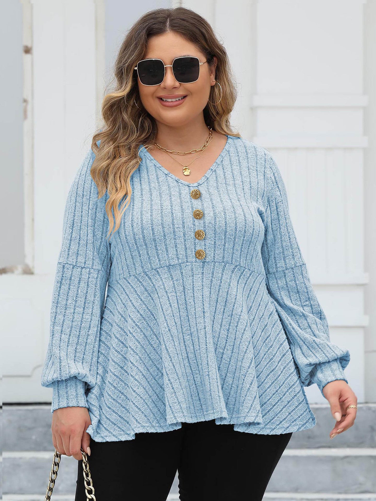 Plus Size Women's Doll Collar Shirt