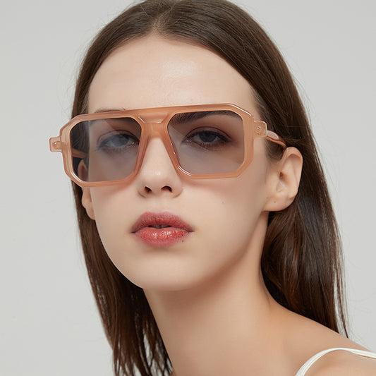 Fashionable Double-beam Polygonal Sunglasses For Women