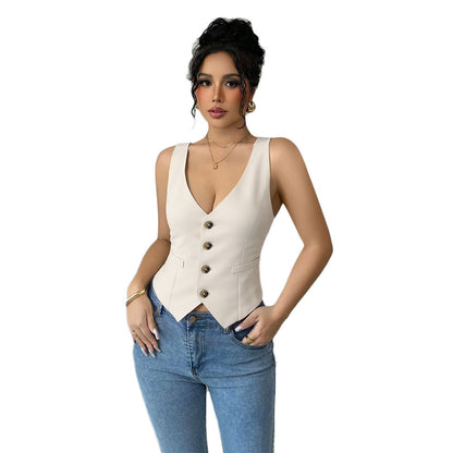 Retro Spicy Girl Style Single-breasted Suit Vest