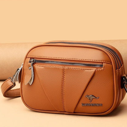 Cowhide Soft Leather Fashion All-match Shoulder Crossbody Small Round Bag