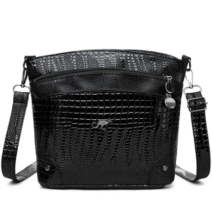 Crocodile Pattern Shoulder Bag Casual Multi-layer Vintage Crossbody Women's Bag