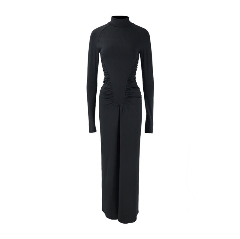 Turtleneck Long Sleeve Floorlength Dress