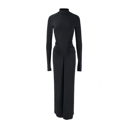 Turtleneck Long Sleeve Floorlength Dress