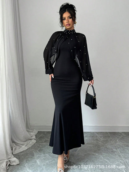 Womens Solid-Color Fashionable Patchwork Bodycon Dress