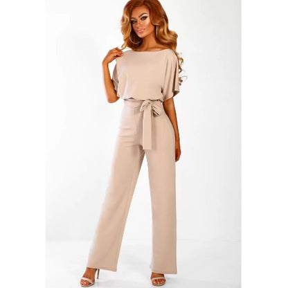 Sexy Women’s Short-Sleeve Straight-Leg Jumpsuit