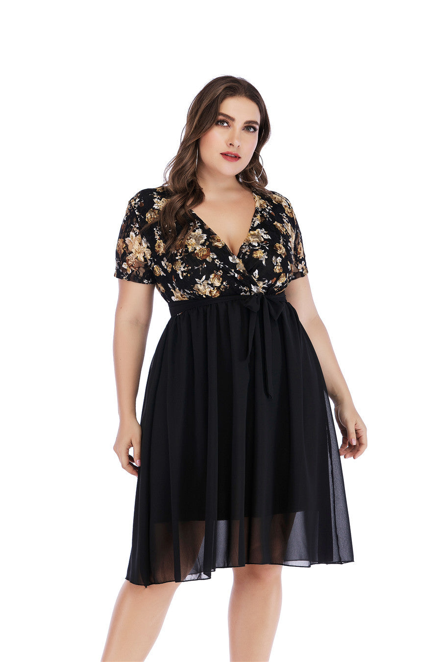 Plus Size Dress Women Short Sleeve Evening Gown