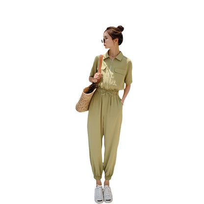 New Drape, Loose, High-waisted, Thin, Long-legged Casual Jumpsuit