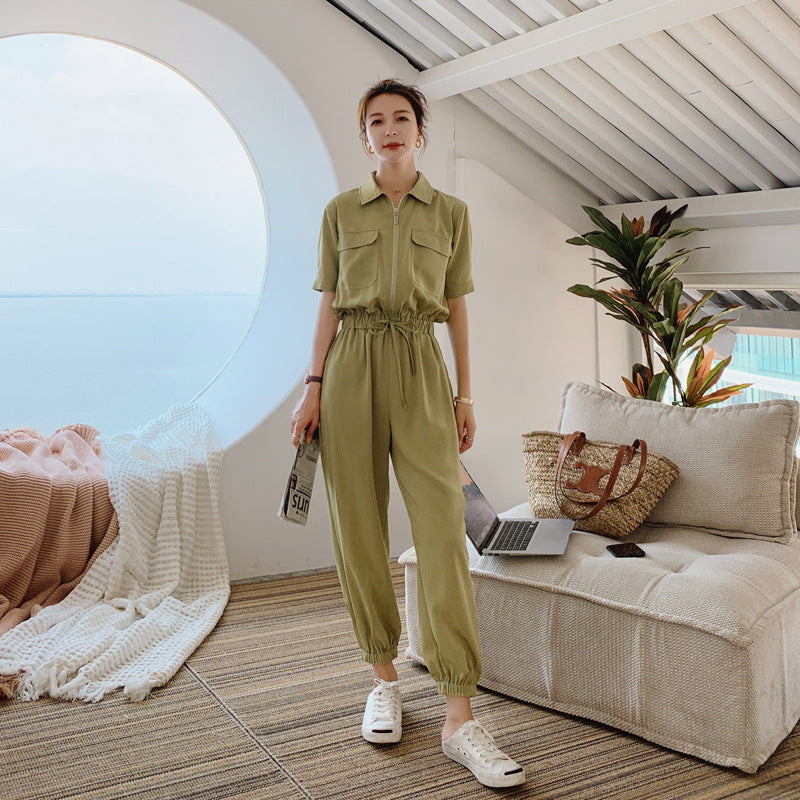 New Drape, Loose, High-waisted, Thin, Long-legged Casual Jumpsuit