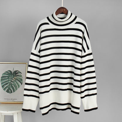 New High-neck Pullover Knit Sweater A Versatile, Relaxed-fit Design