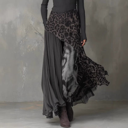 Leopard-print Elastic Waist Maxi Dress