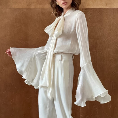 French Gentle Wind Floating Lead Flared Sleeves Long Sleeves