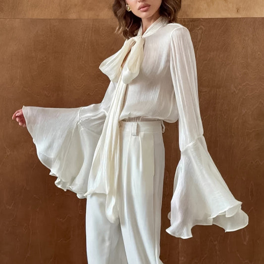 French Gentle Wind Floating Lead Flared Sleeves Long Sleeves