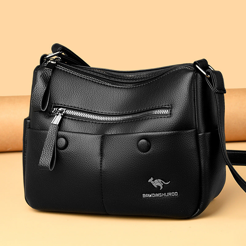 Middle-aged Mom Shoulder Simple All-matching Soft Leather Bag