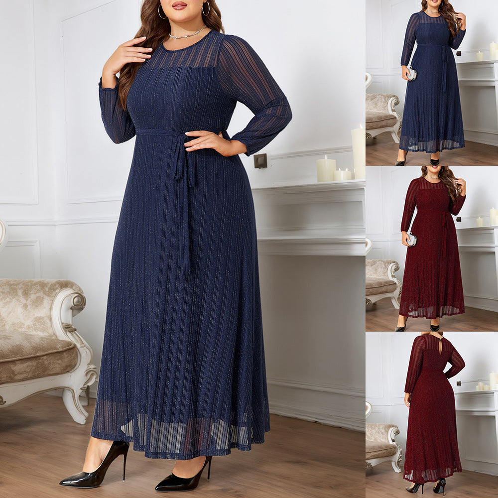 Shiny Elegant Lace-up See-through Plus-size