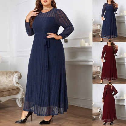 Shiny Elegant Lace-up See-through Plus-size