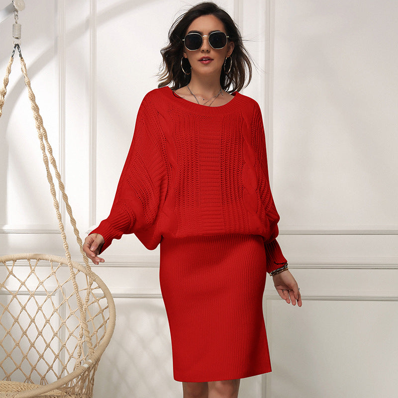 Loose Batwing Sleeve Dress Sweater