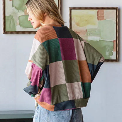 Women's Casual Versatile Color-blocked Round Neck Sweatshirt