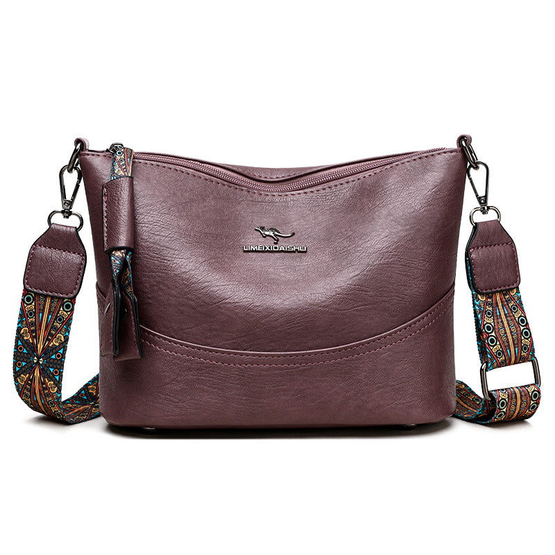 2024 New Women's Bucket Bag Soft Leather One-shoulder Crossbody