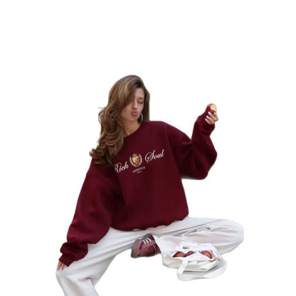 Fashion Printing Round-neck Pullover Women