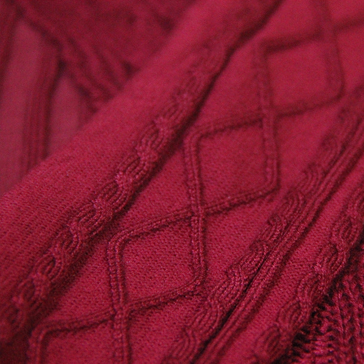 winter new round neck skirt Vintage long sleeve sweater dress