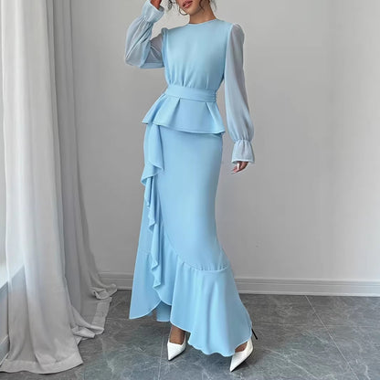 Fashionable Irregular Ruffle Hem Slip Dress