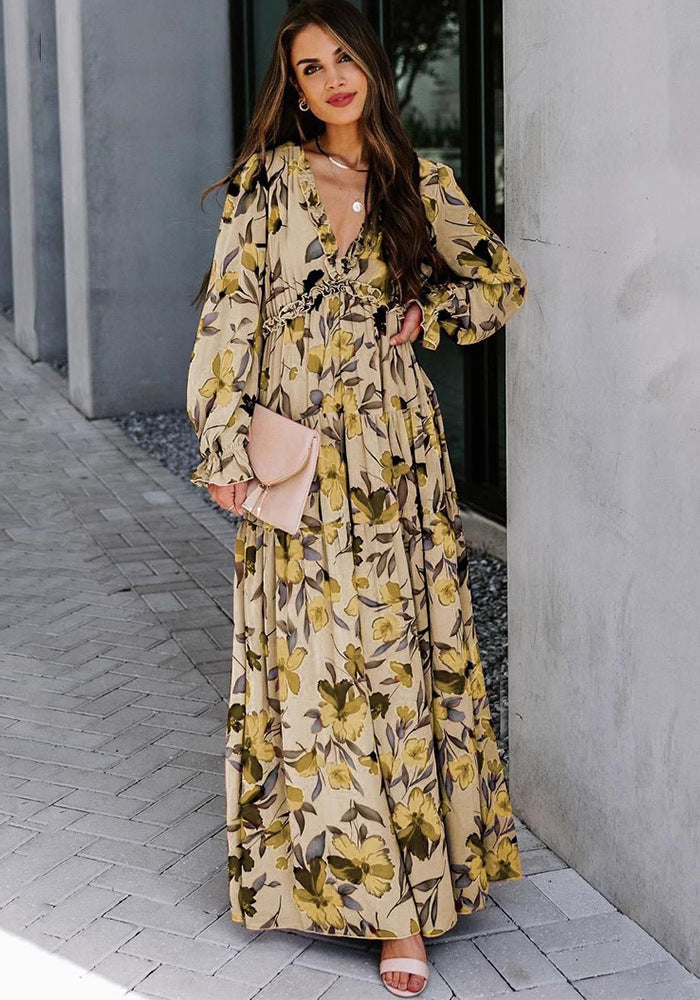 Women's Long Sleeve Printed Dress