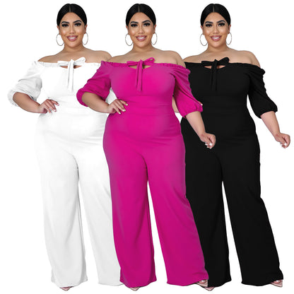 Women's Plus-Size Off-the-Shoulder Sexy Tube Jumpsuit