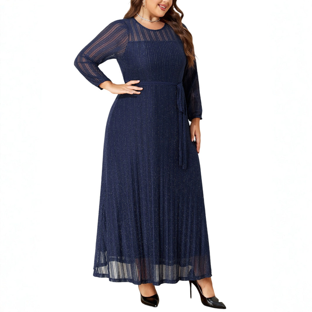 Shiny Elegant Lace-up See-through Plus-size