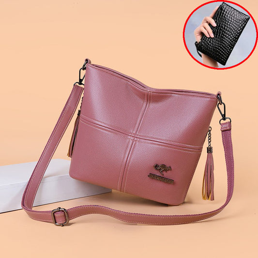 PU Soft-leather-texture Crossbody Bag With Large Capacity