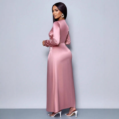 Womens Solid-Color Satin Fashionable And Elegant Dress