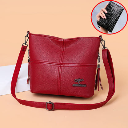 PU Soft-leather-texture Crossbody Bag With Large Capacity