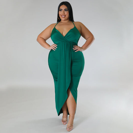 Adjustable-strap Sleeveless V-neck Stretch Dress