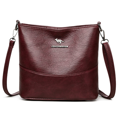 New Stylish Good Texture Soft Leather Wide Strap Crossbody Bag