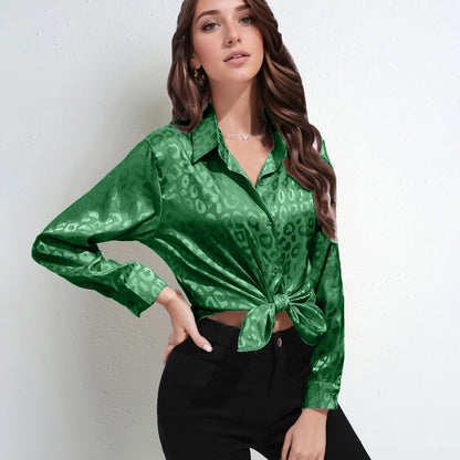 Faux Silk Shirt Top Long Sleeve